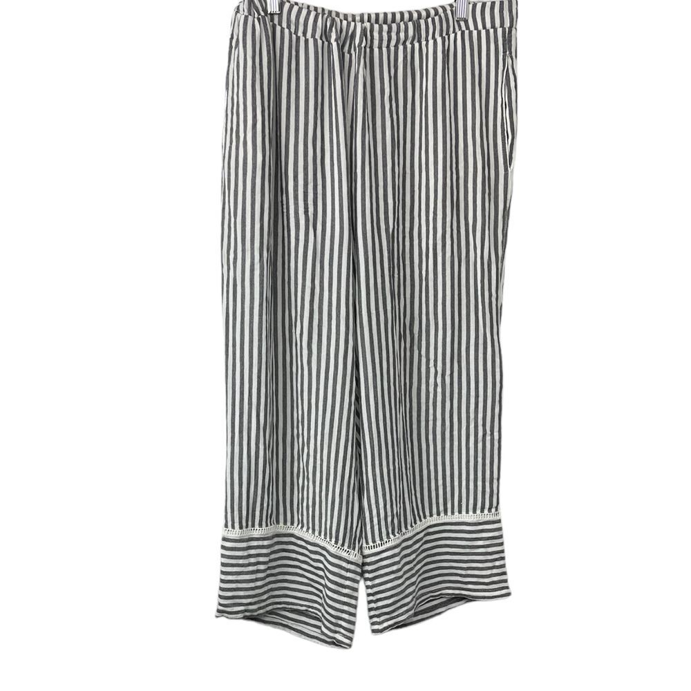 Aeropostal Women's Gray White Striped Wide-Leg Crop Pants Sz XL - Picture 3 of 8